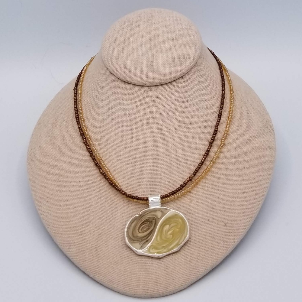 Kenneth Cole Marbleized Enamel Pendant Necklace